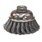Weiler 3-1/2" Single Row Knot Wire Cup Brush .014" Steel Fill 5/8"-11 UNC Nut 12736 - alternate 1